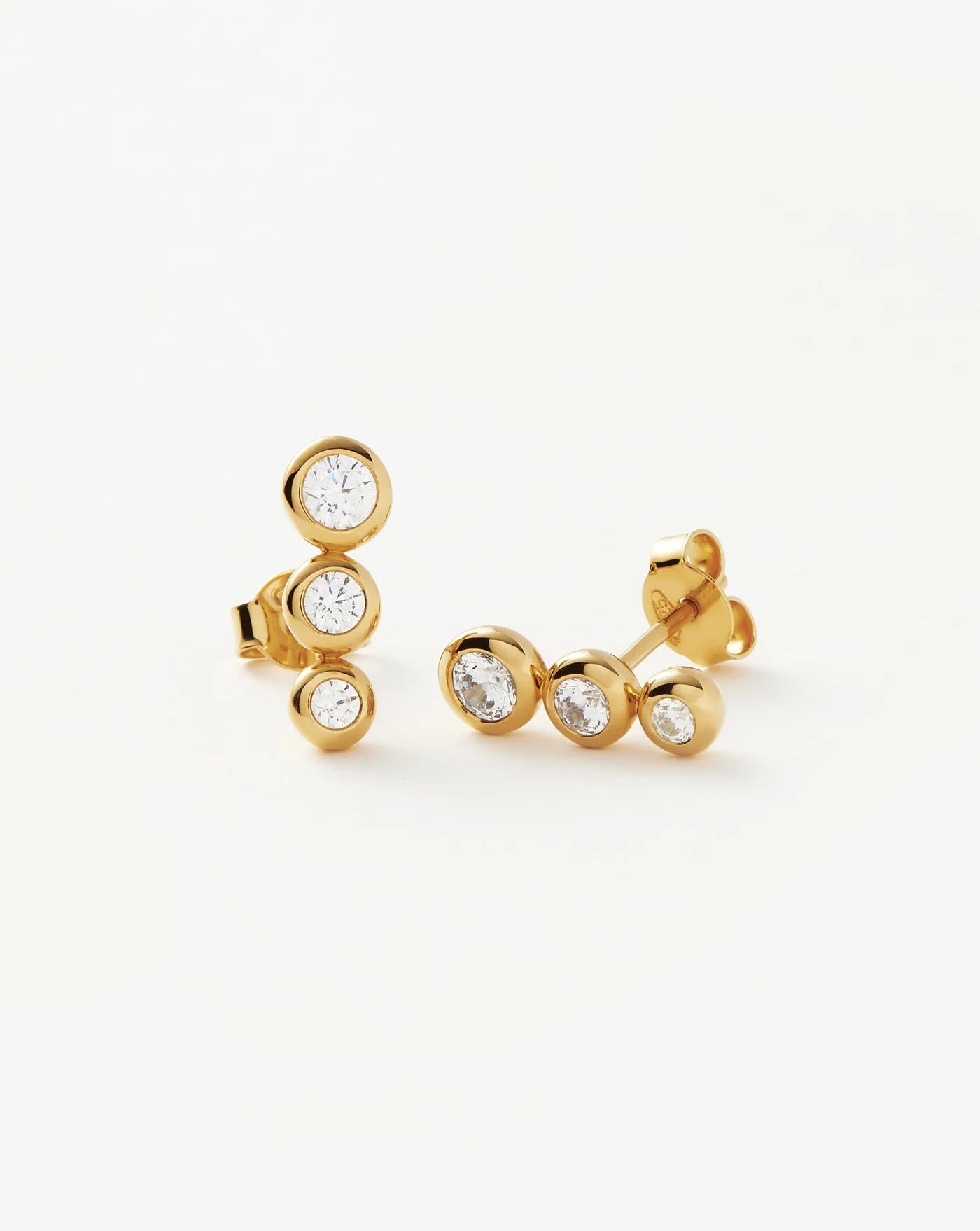 Articulated Triple Stone Stud Earrings