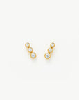 Articulated Triple Stone Stud Earrings