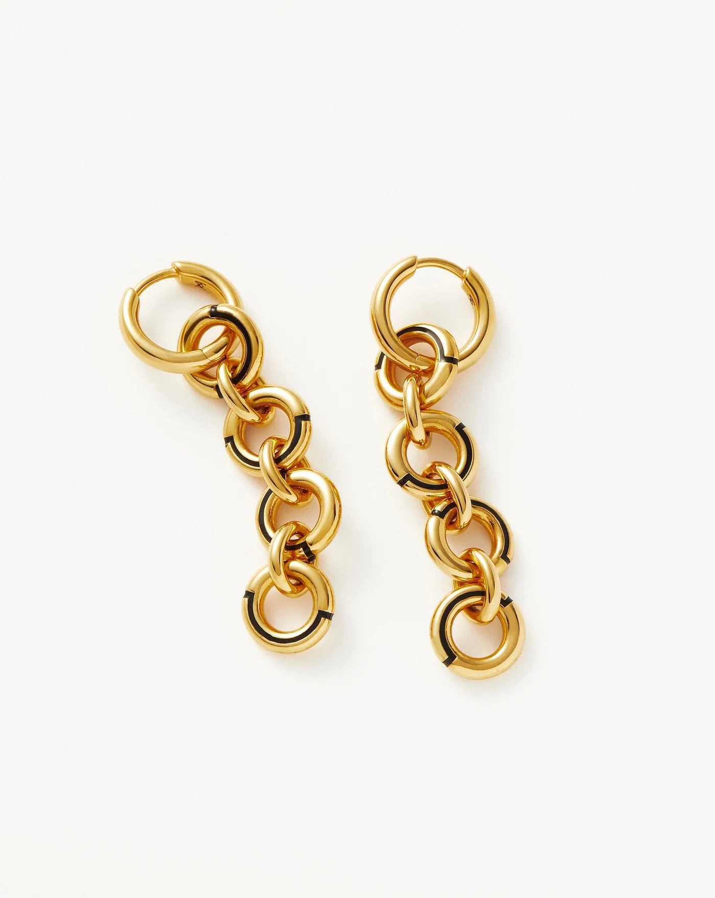 Enamel Byline Link Drop Hoop Earrings