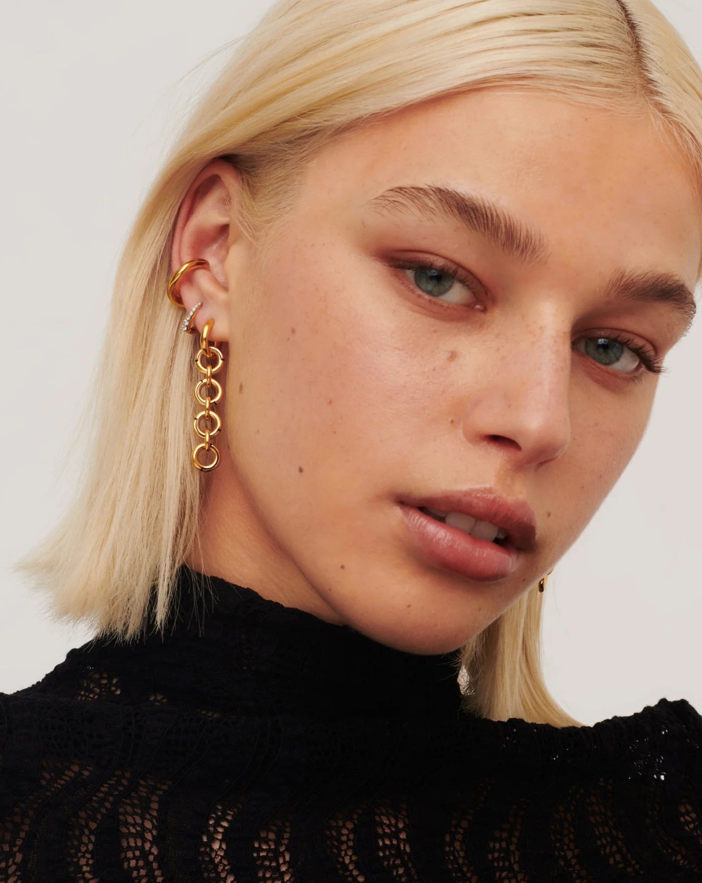 Enamel Byline Link Drop Hoop Earrings