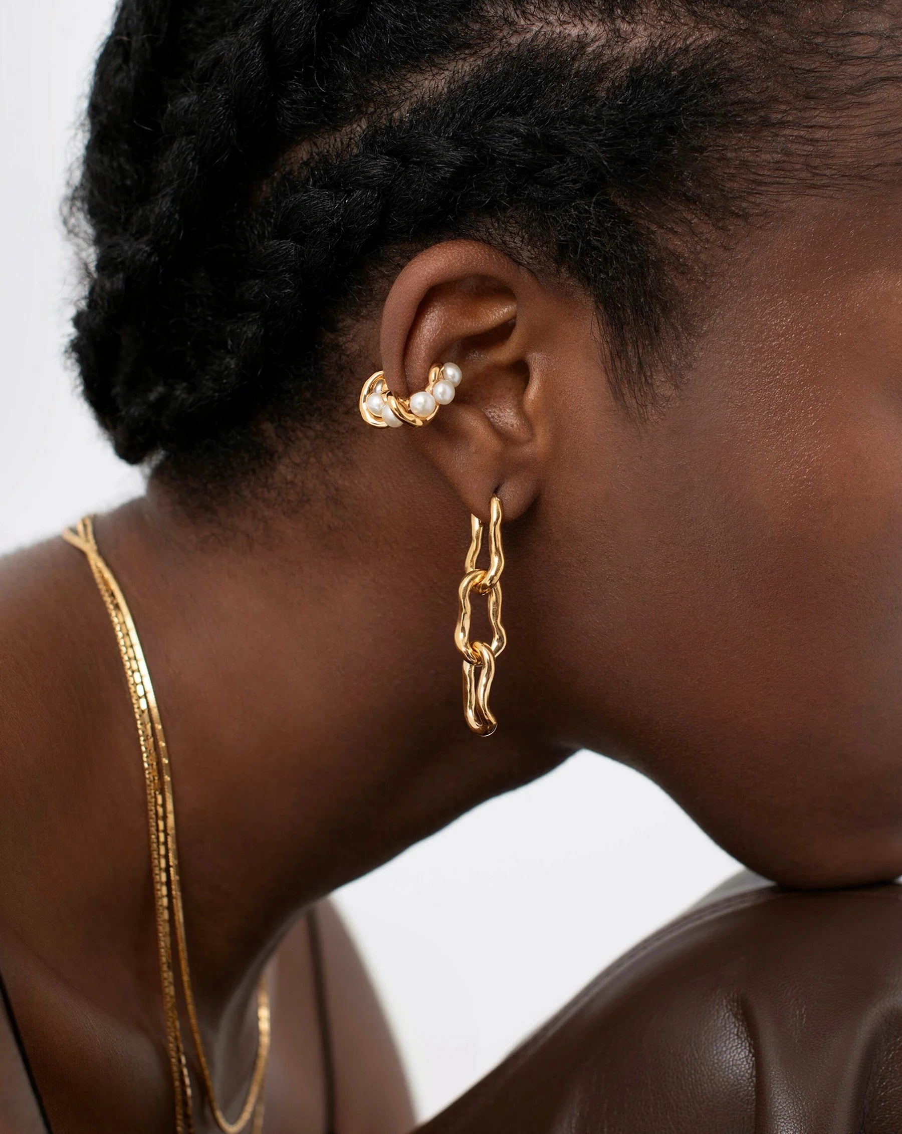 Molten Ovate Mismatch Hoop Earrings