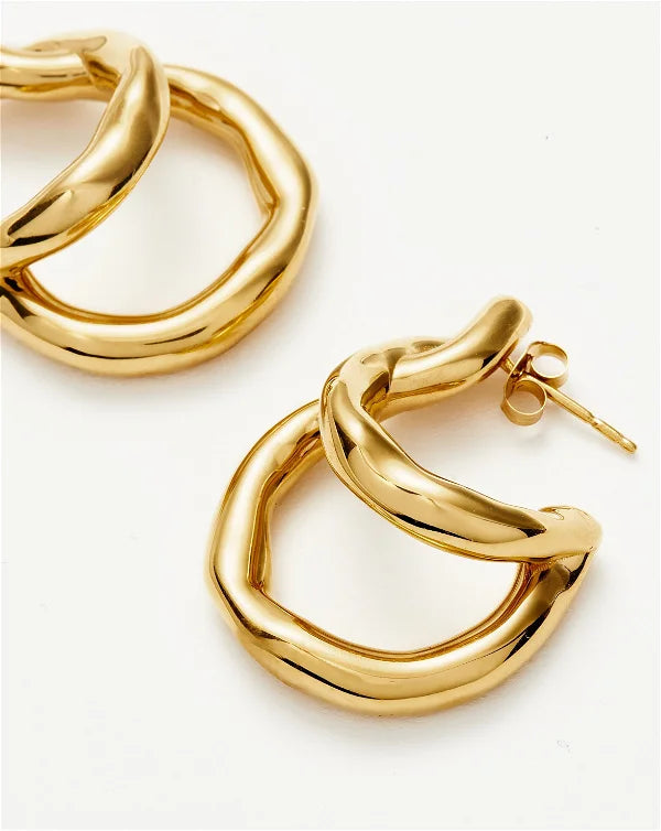 Molten Twisted Double Hoop Earrings