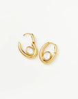 Oval Stone Medium Hoop Earrings