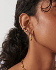 Oval Stone Medium Hoop Earrings