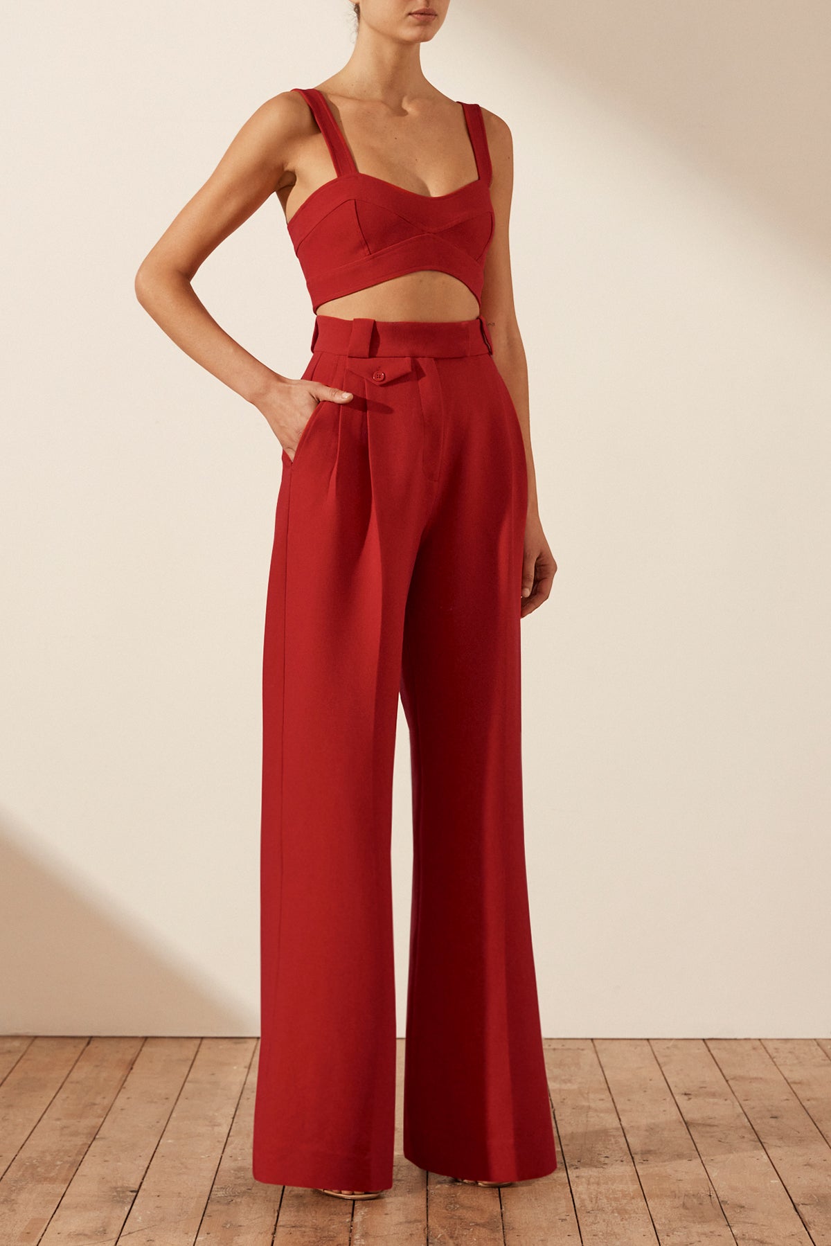 Irena Panelled Bralette - Roma Red